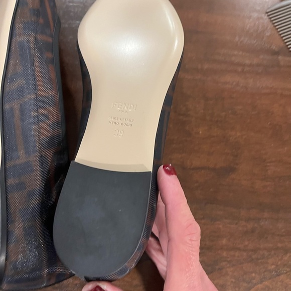 Fendi Black and mesh Logo Flats - Picture 4 of 9